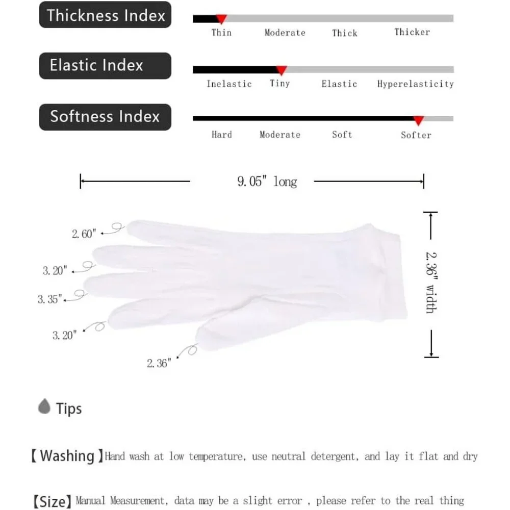 Women's White Pure Silk Sunscreen UV Protection Silk Elastic Index Gloves